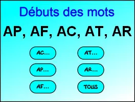 DÉBUT DES MOTS EN AC, AT, AF, AP, AR